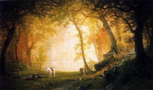 A Rest on the Ride by Albert Bierstadt Oil Painting Reproduction