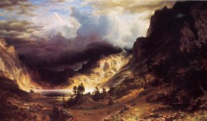 A Storm in the Rocky Mountains by Albert Bierstadt Oil Painting Reproduction