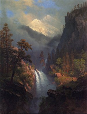 Cascading Falls at Sunset by Albert Bierstadt Oil Painting Reproduction