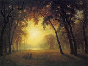 Deer in a Clearing by Albert Bierstadt Oil Painting Reproduction