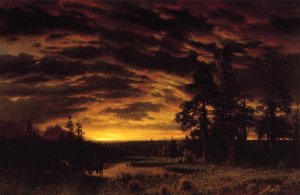 Evening on the Prarie by Albert Bierstadt Oil Painting Reproduction