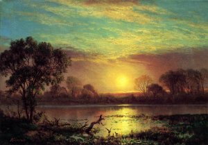 Evening, Owens Lake, California by Albert Bierstadt Oil Painting Reproduction