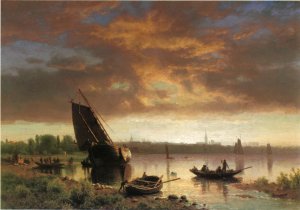 Harbor Scene also known as Potential by Albert Bierstadt Oil Painting Reproduction