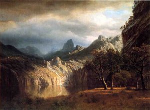 In Western Mountains by Albert Bierstadt Oil Painting Reproduction