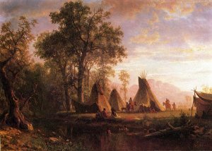 Indian Encampment, Late Afternoon by Albert Bierstadt Oil Painting Reproduction