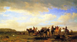 Indians Traveling Near Fort Laramie by Albert Bierstadt Oil Painting Reproduction