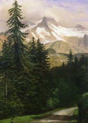 Landscape with Snow-Capped Mountains by Albert Bierstadt Oil Painting Reproduction