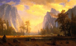 Looking Up the Yosemite Valley by Albert Bierstadt Oil Painting Reproduction