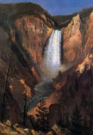 Lower Yellowstone Falls by Albert Bierstadt Oil Painting Reproduction