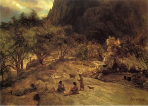 Mariposa Indian Encampment, Yosemite Valley, California by Albert Bierstadt Oil Painting Reproduction