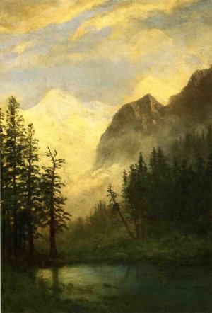 Moonlit Landscape by Albert Bierstadt Oil Painting Reproduction