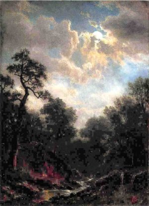 Moonlit Landscape by Albert Bierstadt Oil Painting Reproduction