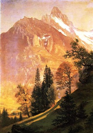 Mountain Landscape by Albert Bierstadt Oil Painting Reproduction