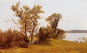 Sailboats on the Hudson at Irvington by Albert Bierstadt Oil Painting Reproduction