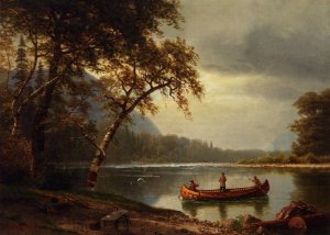 Salmon Fishing on the Cascapediac River by Albert Bierstadt Oil Painting Reproduction