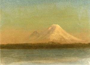 Snow-Capped Moutain at Twilight by Albert Bierstadt Oil Painting Reproduction