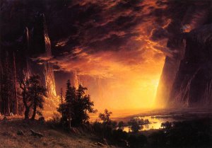 Sunset in the Yosemite Valley by Albert Bierstadt Oil Painting Reproduction