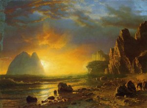 Sunset on the Coast by Albert Bierstadt Oil Painting Reproduction