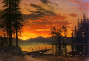 Sunset over the River by Albert Bierstadt Oil Painting Reproduction