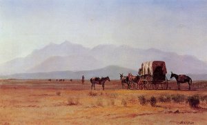 Surveyor's Wagon in the Rockies by Albert Bierstadt Oil Painting Reproduction