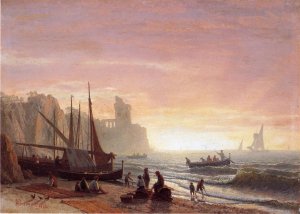 The Fishing Fleet by Albert Bierstadt Oil Painting Reproduction