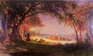 The Landing of Columbus by Albert Bierstadt Oil Painting Reproduction