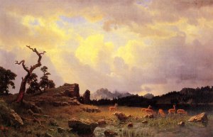 Thunderstorm in the Rocky Mountains by Albert Bierstadt Oil Painting Reproduction