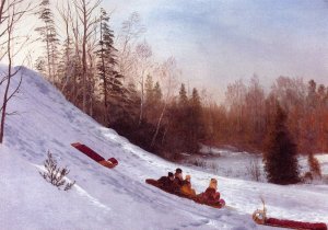 Tobogganing by Albert Bierstadt Oil Painting Reproduction