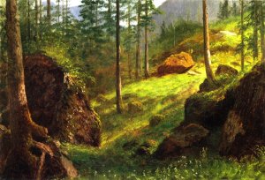 Wooded Hillside by Albert Bierstadt Oil Painting Reproduction