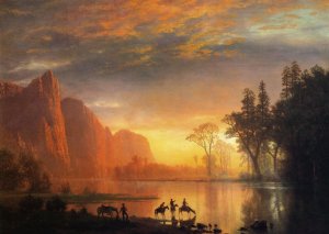 Yosemite Valley Sunset by Albert Bierstadt Oil Painting Reproduction