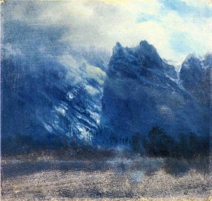 Yosemite Valley - Twin Peaks by Albert Bierstadt Oil Painting Reproduction